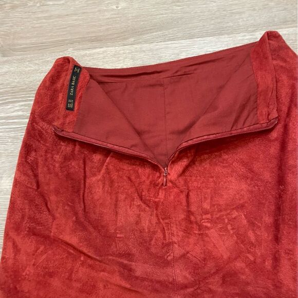 Zara Leather suede A-line miniskirt Front Pockets - Picture 10 of 11